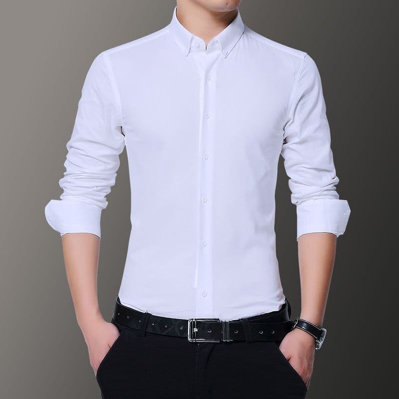 순면 새로운 긴팔 셔츠 남성 비즈니스 캐주얼 긍정적 인 로드 중 여름 몸매 가꾸기 한국 스타일 트렌드 패션 출근 셔츠