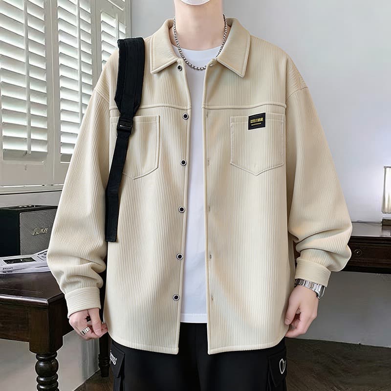 2026 가을 새로운 남성 셔츠 재킷 패션 폴로 칼라 긴팔 후드티 청소년 다용도 셔츠 오픈 가디건 이미지 3