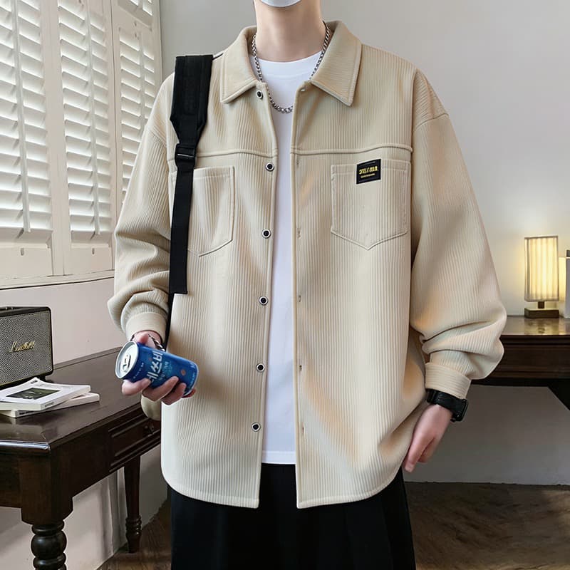 2026 가을 새로운 남성 셔츠 재킷 패션 폴로 칼라 긴팔 후드티 청소년 다용도 셔츠 오픈 가디건 이미지 4