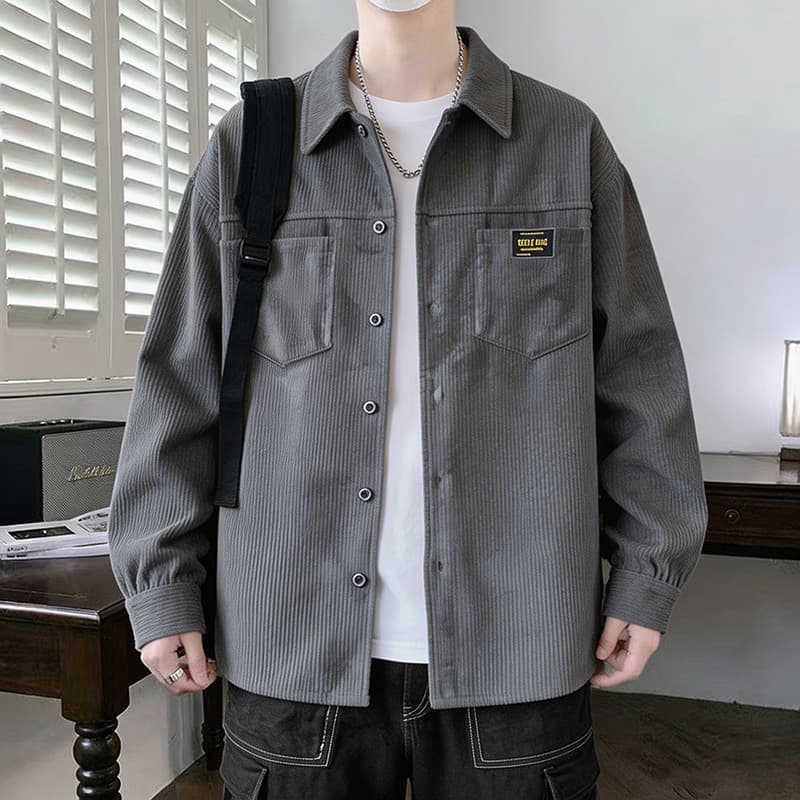 2026 가을 새로운 남성 셔츠 재킷 패션 폴로 칼라 긴팔 후드티 청소년 다용도 셔츠 오픈 가디건 이미지 5