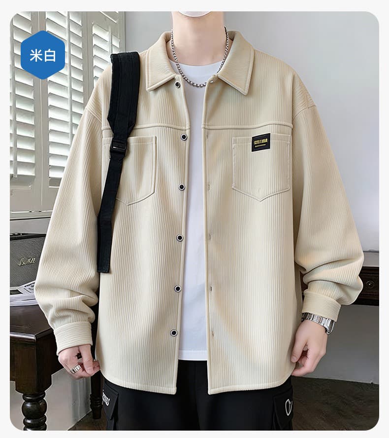2026 가을 새로운 남성 셔츠 재킷 패션 폴로 칼라 긴팔 후드티 청소년 다용도 셔츠 오픈 가디건 상세 이미지 17