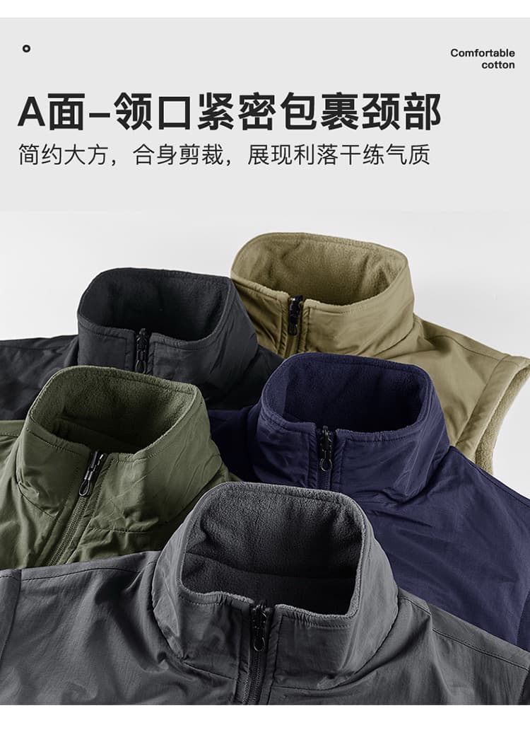 양면 착용 남성 털이 있는 베스트 가을 겨울 XL m-8xl 기타 주머니 어깨 국경 간 야외 조끼 자켓 상세 이미지 9