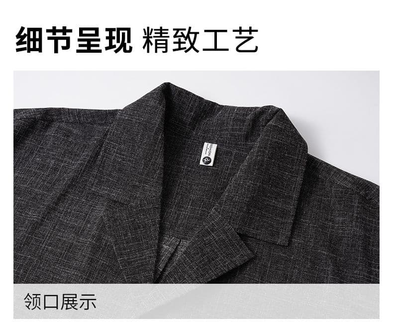 국경 간 캐주얼 쿠바 칼라 세련된 주머니 블레이저 패션 디자인 센스 가을 어깨 남성 의류 셔츠 루즈핏 맨위 상세 이미지 5