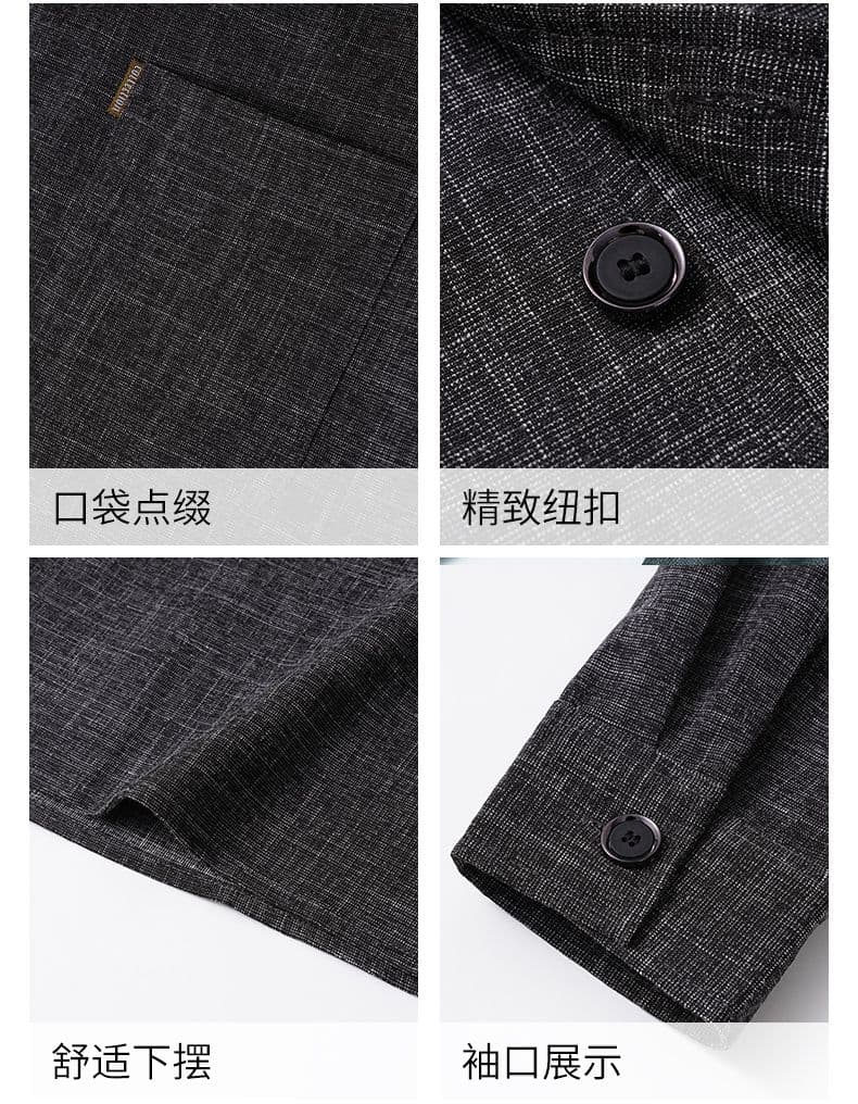 국경 간 캐주얼 쿠바 칼라 세련된 주머니 블레이저 패션 디자인 센스 가을 어깨 남성 의류 셔츠 루즈핏 맨위 상세 이미지 6