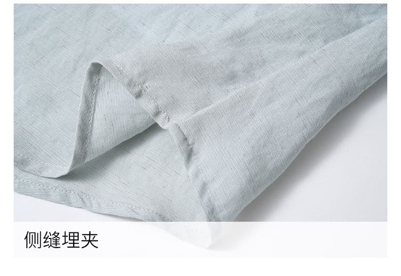국경 간 아마 주간 실크 페이크 레이어드 패치워크 긴팔 POLO 셔츠 남성 미니멀리즘 캐주얼 단색 주머니 루즈핏 맨위 상세 이미지 9