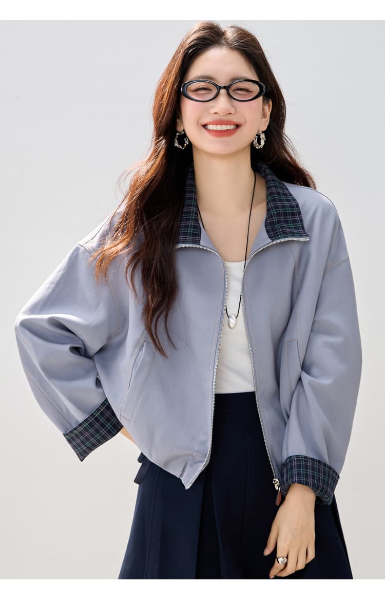 캐주얼 바람막이 짧은 여성 코트 2026 가을 새로운 폴로 칼라 워크웨어 재킷 상세 이미지 7