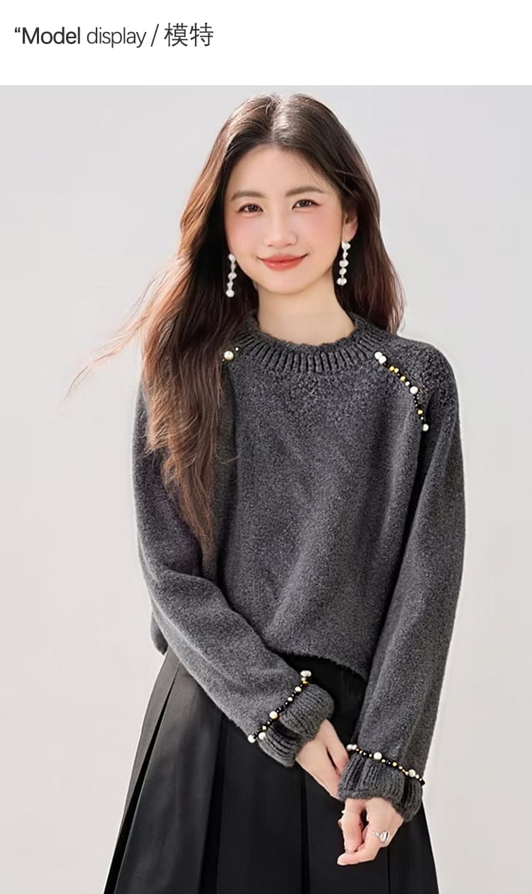 빨간색 스웨터 여자 2026 새로운 수 있습니다. 외출용 인사이드 가져 가라. 고급 센스 느슨함 느긋한 바람 털실 옷 상세 이미지 3