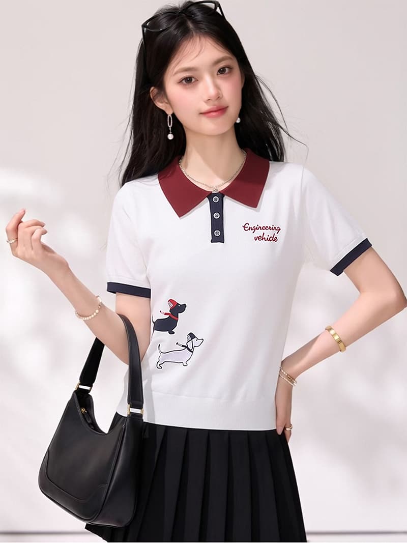 학원 스타일 부드러운 부서 슈퍼 화재 연령 감소 자이언트 잘 생긴 파란색 POLO 칼라 니트 맨위 이미지 3
