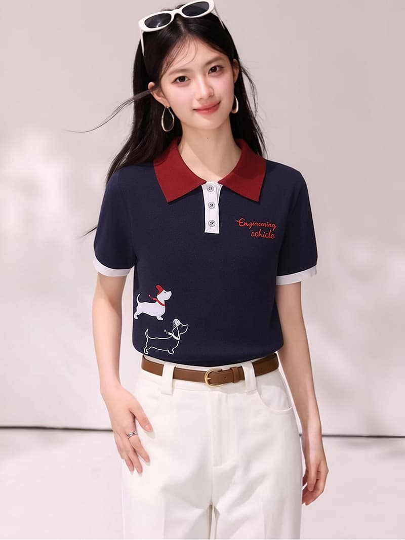 학원 스타일 부드러운 부서 슈퍼 화재 연령 감소 자이언트 잘 생긴 파란색 POLO 칼라 니트 맨위