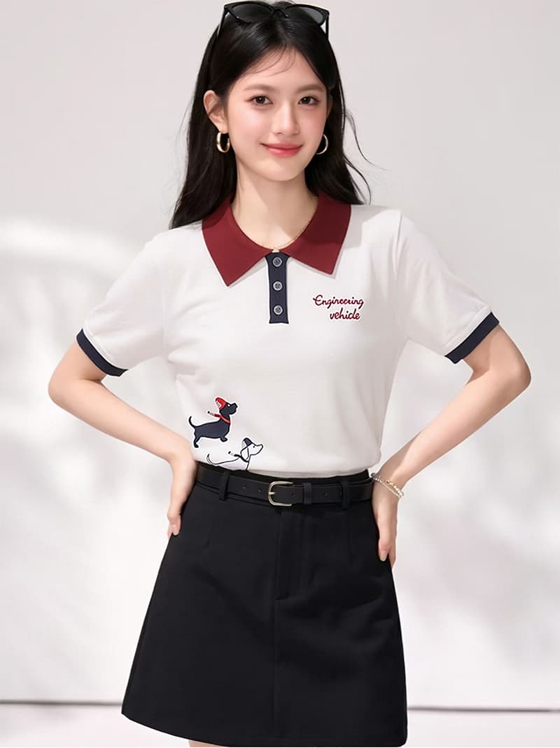 학원 스타일 부드러운 부서 슈퍼 화재 연령 감소 자이언트 잘 생긴 파란색 POLO 칼라 니트 맨위 상세 이미지 2