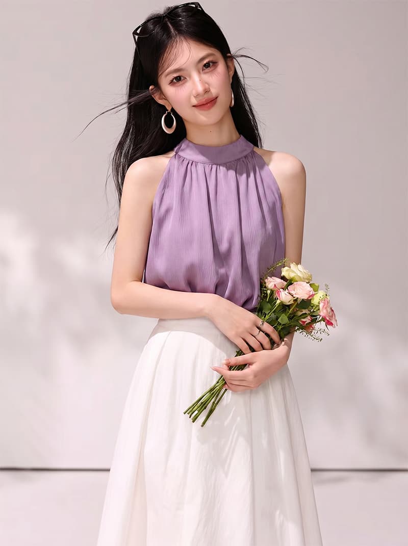 실사 2026 여름 새로운 항구 바람 행침 목 맨위 슬립 민소매 조끼 디자인 센스 작은 대중 이미지 3