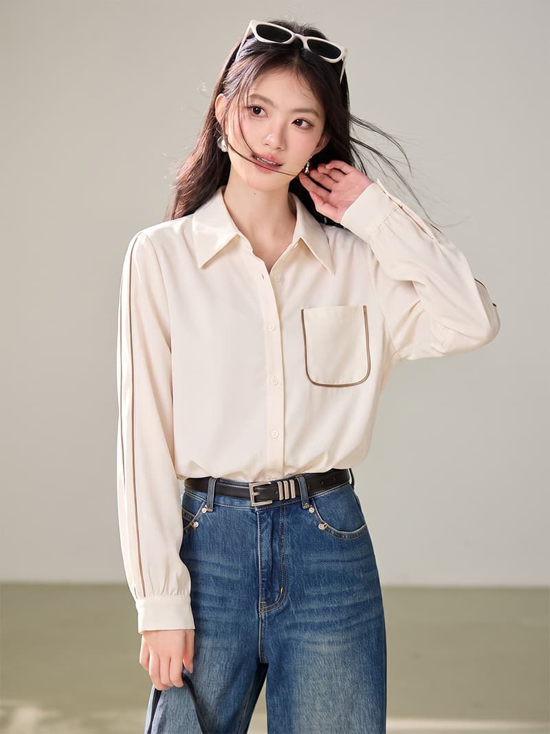 실사 2026 가을 출퇴근 POLO 칼라 패션 외국 가스 디자인 센스 작은 대중 Chic 맨위 이미지 4
