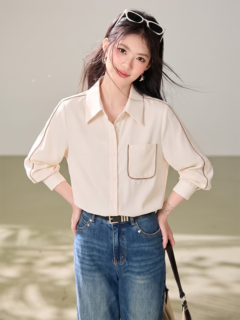 실사 2026 가을 출퇴근 POLO 칼라 패션 외국 가스 디자인 센스 작은 대중 Chic 맨위 이미지 3