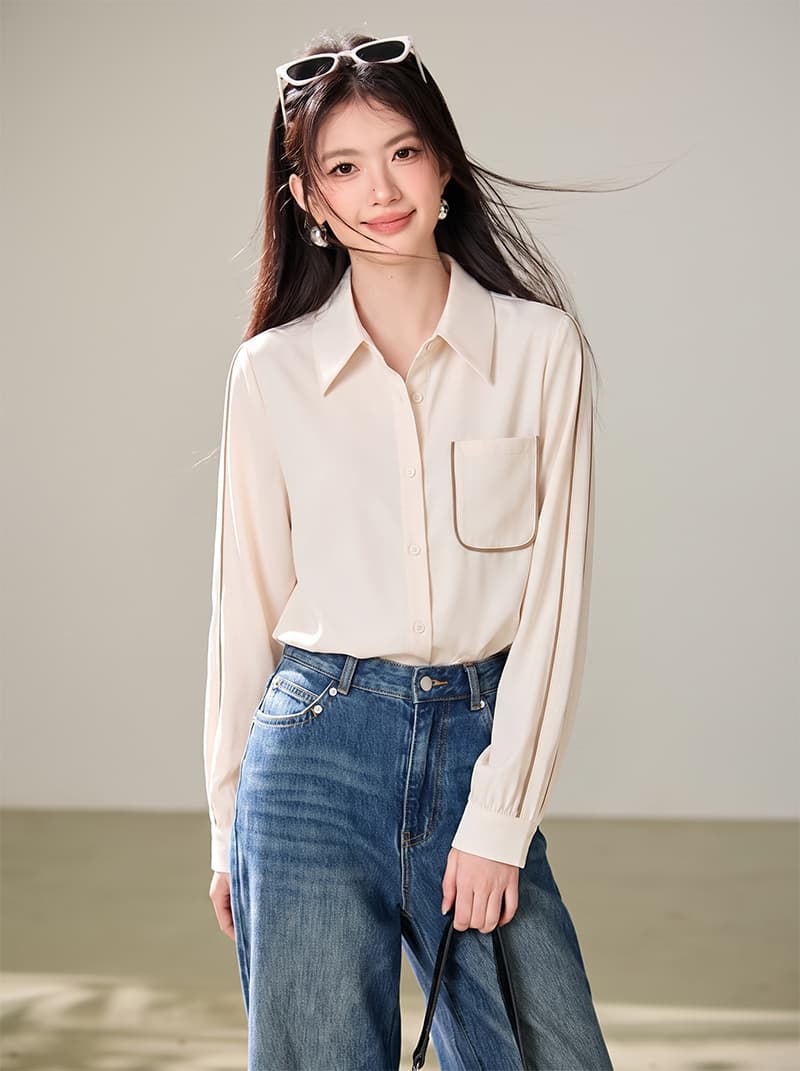 실사 2026 가을 출퇴근 POLO 칼라 패션 외국 가스 디자인 센스 작은 대중 Chic 맨위