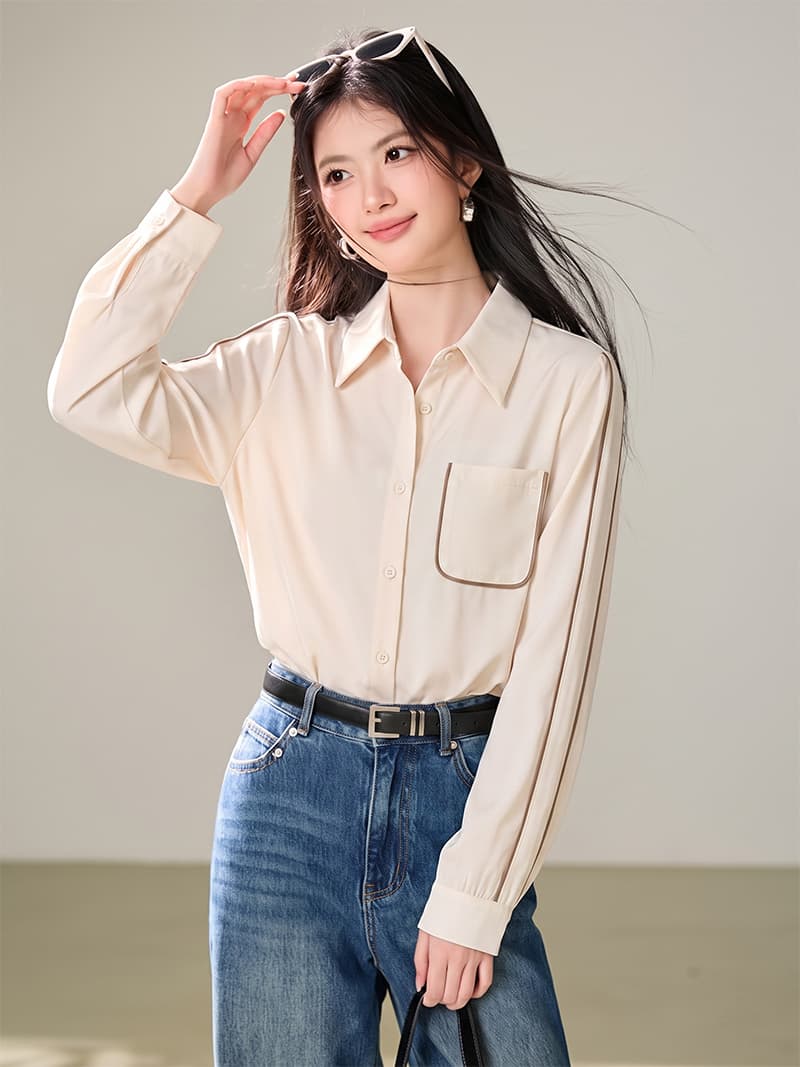 실사 2026 가을 출퇴근 POLO 칼라 패션 외국 가스 디자인 센스 작은 대중 Chic 맨위 상세 이미지 3