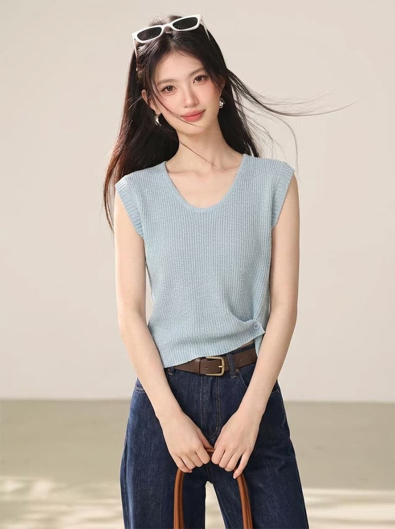 2026 새로운 반팔 여성 라운드 넥 아마 얇은 스타일 디자인 센스 니트 반소매 루즈핏 고급 센스 티셔츠 맨위 상세 이미지 3