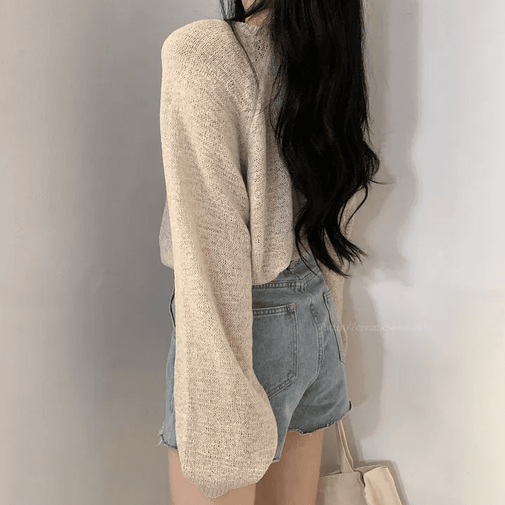 지금 재고 있음 빅 사이즈 지방 mm 한국 chic 캐주얼 루즈핏 V넥 니트 느긋한 다용도 긴팔 자외선 차단 맨위 상세 이미지 3