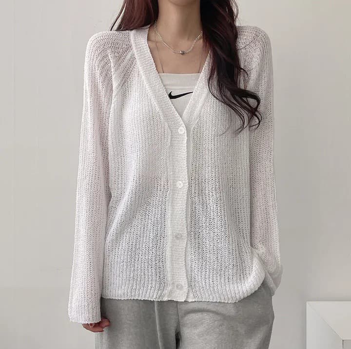 지금 재고 있음 빅 사이즈 여성 의류 한국 스타일 느긋한 캐주얼 얇은 스타일 니트 재킷 다용도 루즈핏 긴팔 에어컨 셔츠 이미지 3