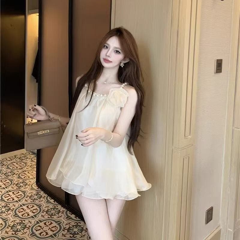 슈퍼 요정 아름다운 행침 목 슬립 쉬폰 여성 셔츠 여름 빅 사이즈 지방 mm 프랑스식 명문 여성 바람 표지 고기 민소매 인형 셔츠 상세 이미지 4