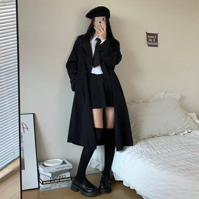봄 가을 중간 길이 튀김 거리 영국식 바람막이 여성 무릎 아래 작은 키 카키 색 빛 럭셔리 고급 센스 재킷 재킷 트렌디 이미지 4