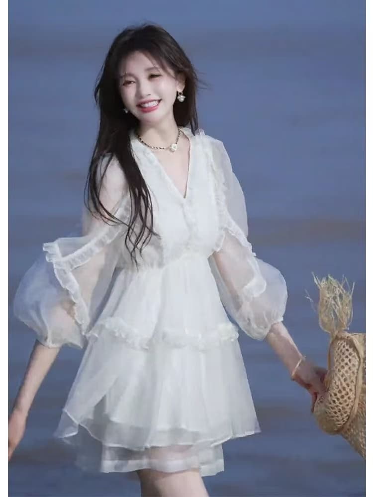 작은 키 착용 가져 가라. 전체 집합 여성 의류 2026 여름 새로운 고급 센스 캐주얼 V 넥 셔츠 반바지 투피스 세트 상세 이미지 3
