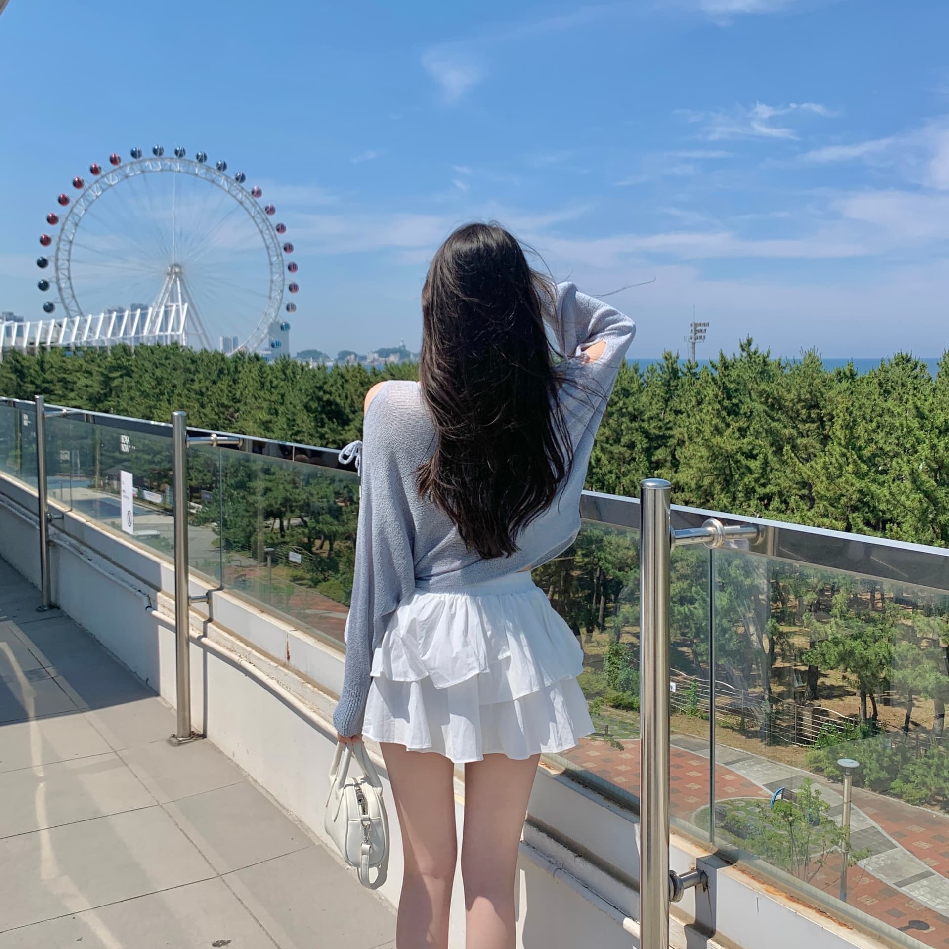 한국 스타일 얇은 스타일 마이크로 ~을 통해 오프숄더 나비 매듭 보트넥 얼음 실크 자외선 차단 풀오버 니트 스웨터 여성 짧은 풀오버 상세 이미지 4