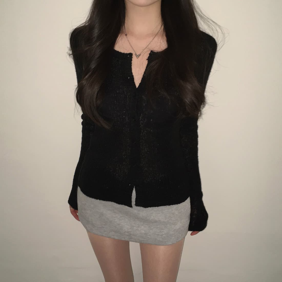 실사 봄 여름 한국 스타일 얇은 스타일 니트 재킷 오픈 가디건 몸매 가꾸기 순수한 욕망 섹시함 블라우스 마이크로 ~을 통해 긴팔 스웨터 여성 이미지 4