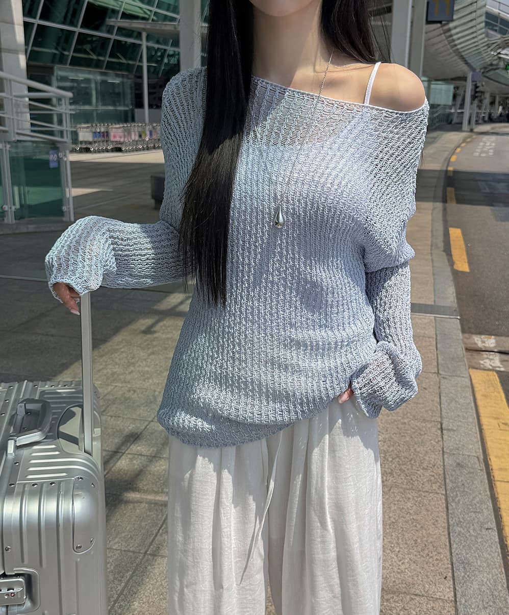 한국 스타일 ins 느긋한 바람 얼음 실크 해변 자외선 차단 블라우스 일본식 단색 긴팔 얇은 스타일 스웨터 니트 스웨터 여성 상세 이미지 19