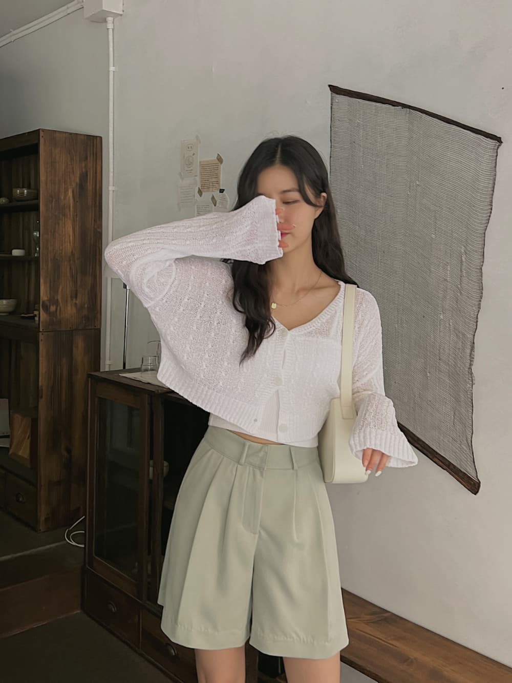 얇은 스타일 니트 스웨터 카디건 코트 한국 스타일 일본식 단색 V넥 꽈배기 쇼트 스타일 오픈 가디건 긴팔 스웨터 맨위 여성 상세 이미지 12