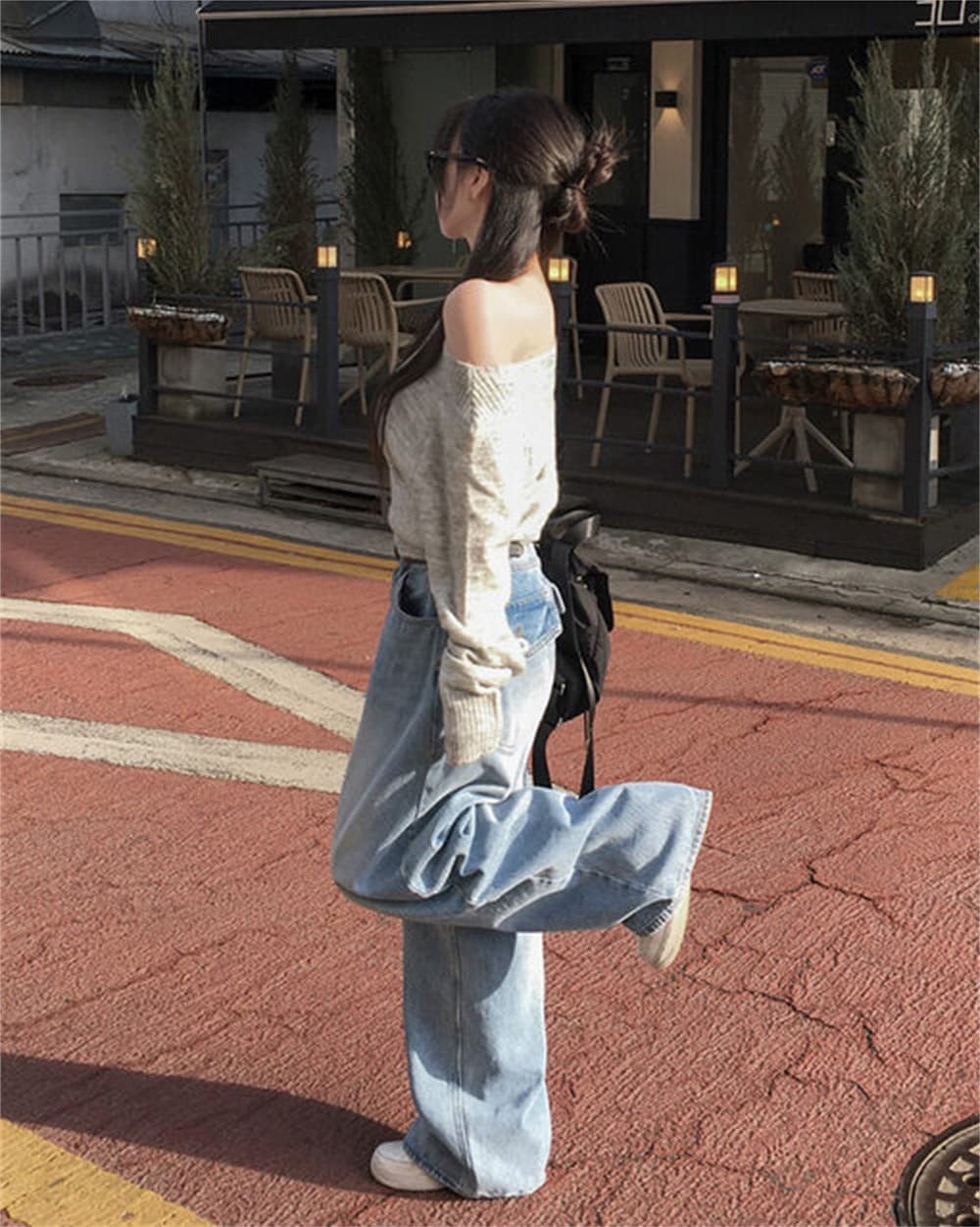 한국 스타일 단색 섹시함 보트넥 오프숄더 가을 겨울 두꺼운 풀오버 몸매 가꾸기 무거운 작업 일본식 니트 스웨터 스웨터 맨위 상세 이미지 9