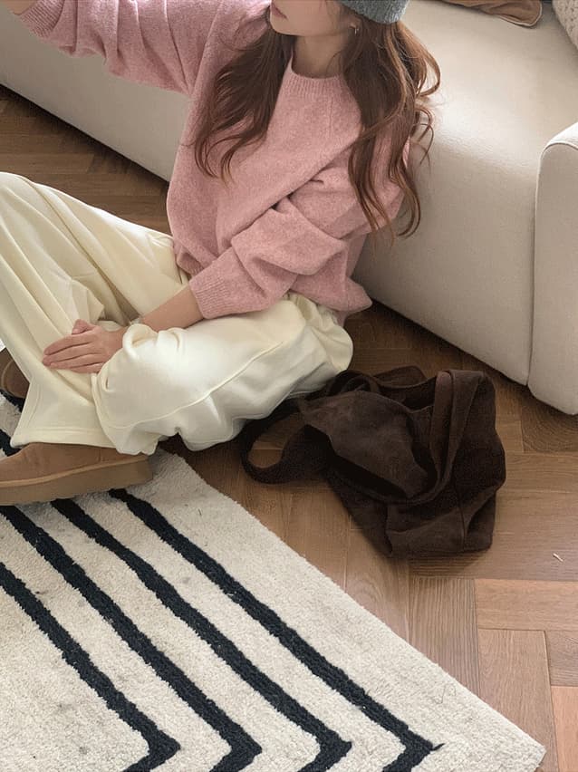 있음 선적 한국 스타일 느긋한 바람 라운드 넥 풀오버 긴팔 니트 스웨터 일본식 기초 만나는 라운드 넥 스웨터 맨위 여성 상세 이미지 6