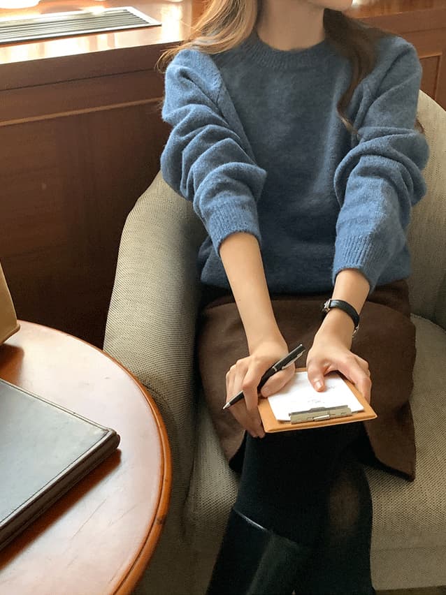 있음 선적 한국 스타일 느긋한 바람 라운드 넥 풀오버 긴팔 니트 스웨터 일본식 기초 만나는 라운드 넥 스웨터 맨위 여성 상세 이미지 36