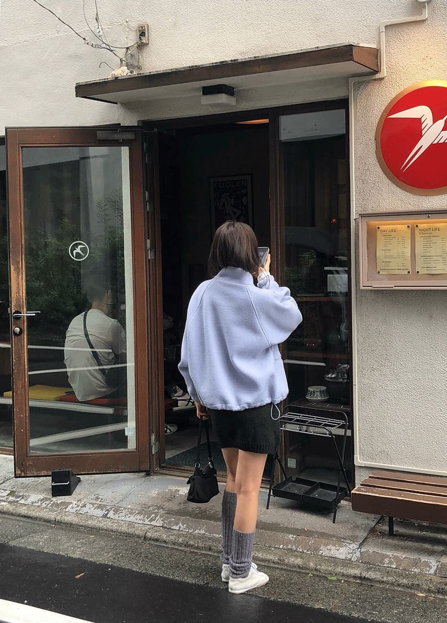 한국 스타일 더블 주머니 레이스업 나비 매듭 쇼트 스타일 타이트 스커트 일본식 단색 니트 두꺼운 스웨터 반신 A라인 스커트 상세 이미지 18