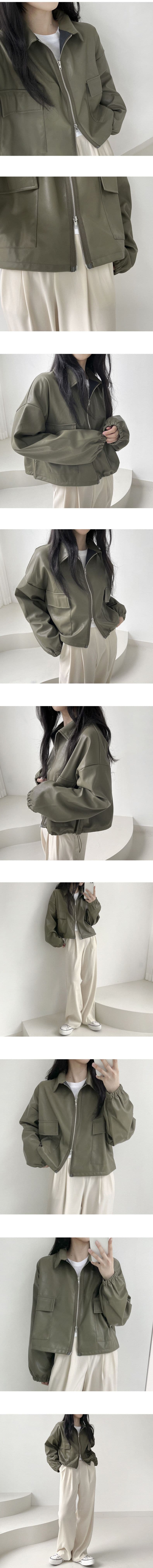 한국 chic 가을 레트로 항구 바람 스탠드 칼라 지퍼 디자인 루즈핏 캐주얼 다용도 긴팔 쇼트 스타일 여성 코트 상세 이미지 3