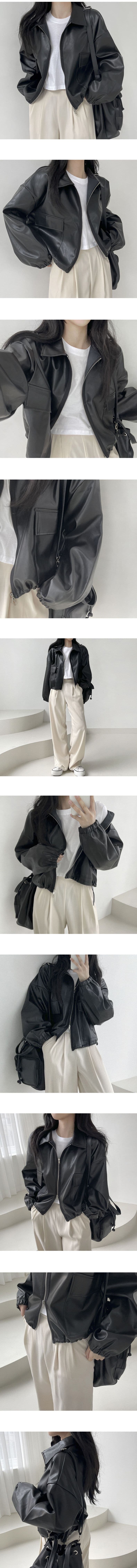 한국 chic 가을 레트로 항구 바람 스탠드 칼라 지퍼 디자인 루즈핏 캐주얼 다용도 긴팔 쇼트 스타일 여성 코트 상세 이미지 4