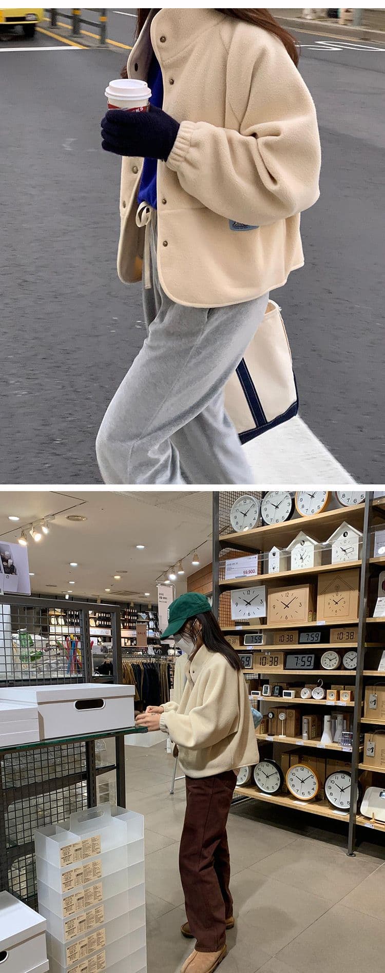 한국 동대문 새로운 스탠드 칼라 플리스 다용도 캐주얼 재킷 봄과 가을 옷 맨위 트렌디 상세 이미지 13