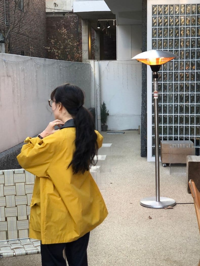 한국 동대문 새로운 무거운 작업 에디션 대 배색 폴로 칼라 스트레이트 루즈핏 워크웨어 재킷 재킷 상세 이미지 10