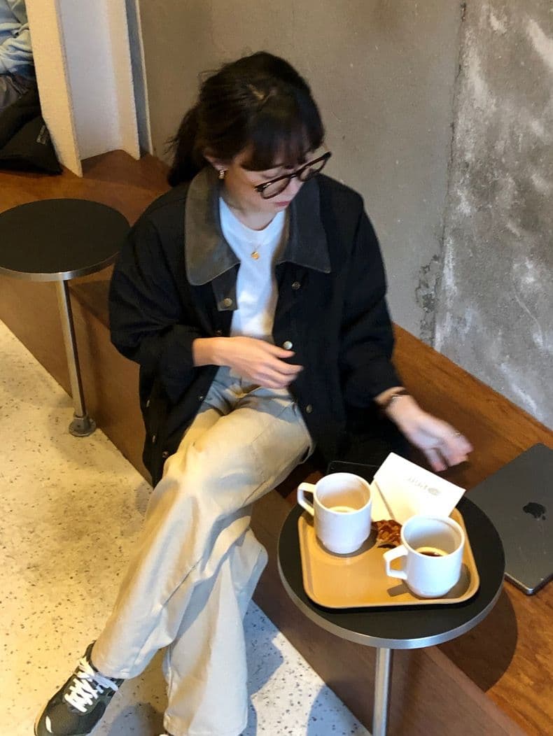 한국 동대문 새로운 무거운 작업 에디션 대 배색 폴로 칼라 스트레이트 루즈핏 워크웨어 재킷 재킷 상세 이미지 16