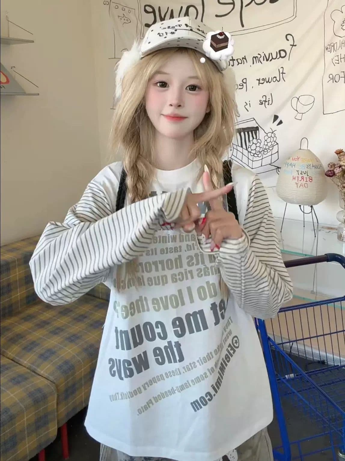220 그램 100 순면 원본 원단 학원 스타일 스트라이프 삽입 어깨 패치워크 맨위 t 상세 이미지 2