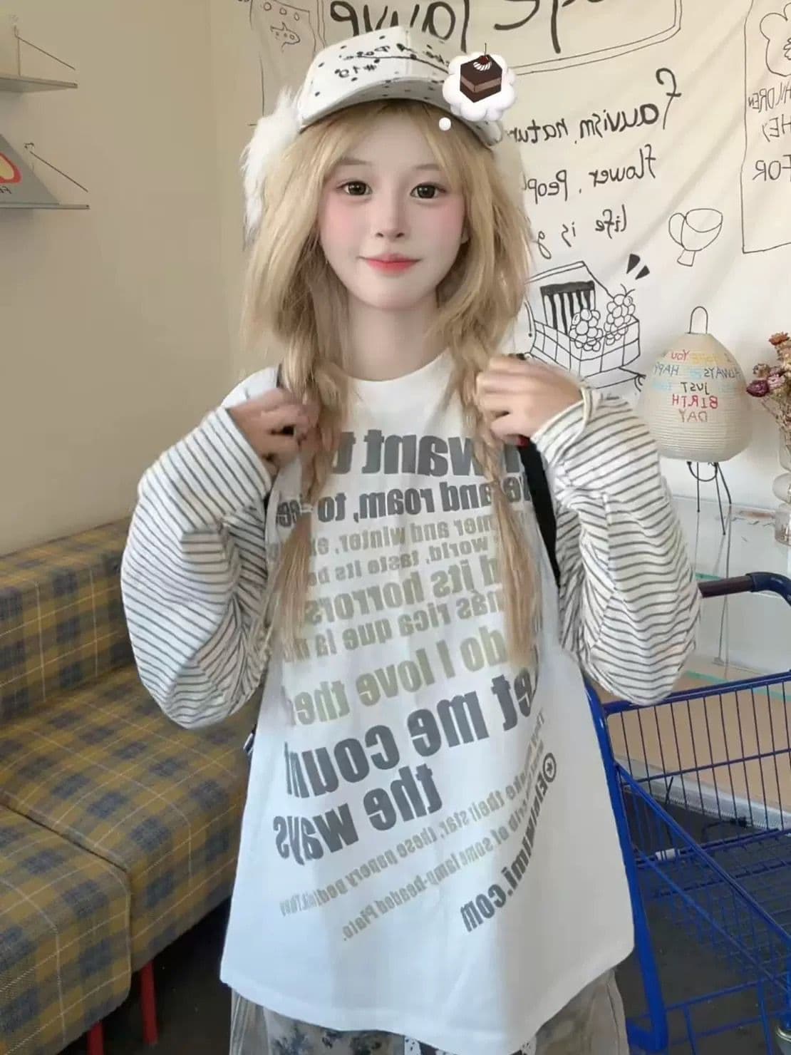 220 그램 100 순면 원본 원단 학원 스타일 스트라이프 삽입 어깨 패치워크 맨위 t 상세 이미지 4