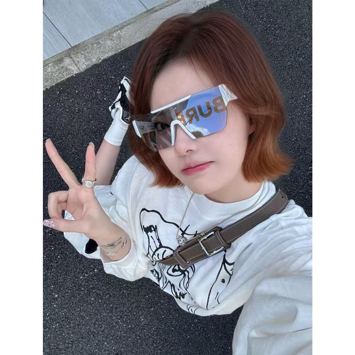 리브 커프스 순면 220 그램 빗질하다 닫기 이후 패키지 칼라 라운드 넥 긴팔 티셔츠 여성 프린트 맨위 이미지 5