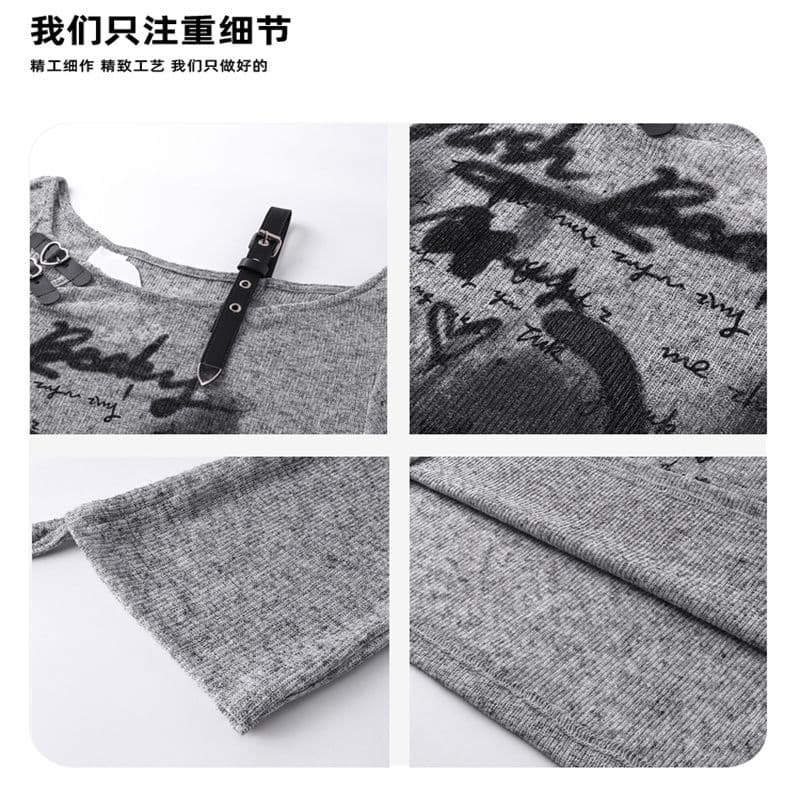 느긋한 바람 새끼 고양이 낙서 긴팔 티셔츠 여자 여름 이문화 캐주얼 자외선 차단 얇은 스타일 블라우스 맨위 상세 이미지 4