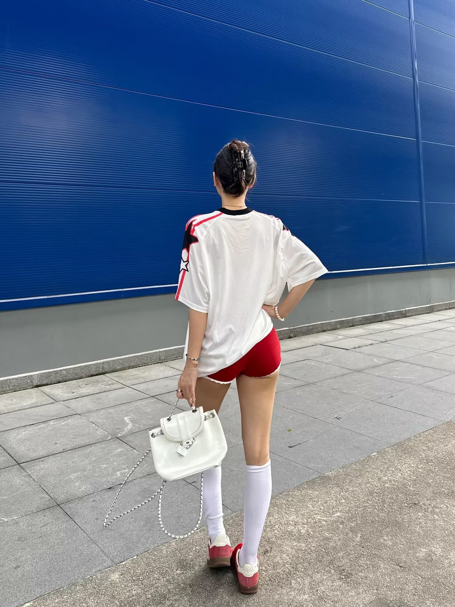 아메리칸 높음 거리 검정색 반팔 티셔츠 달콤한 차가운 소녀 여름 새로운 운동 바람 저지 레트로 웃음 하 맨위 트렌디 상세 이미지 4