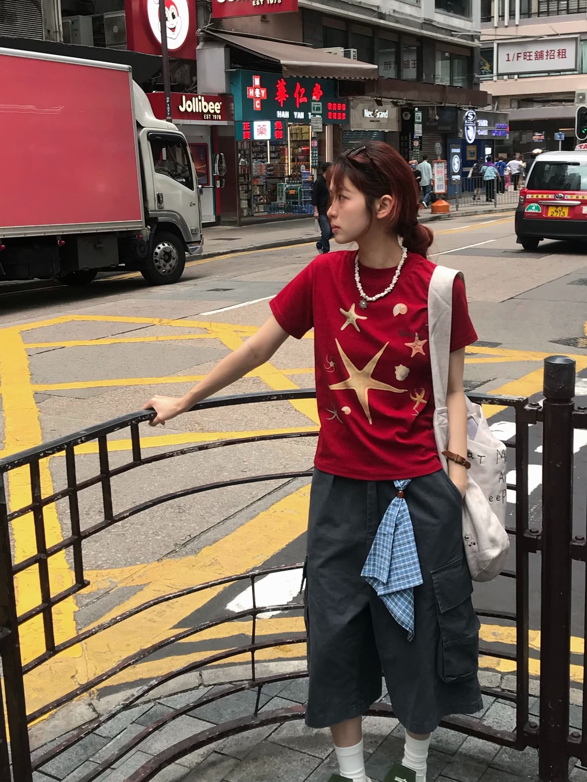 220 그램 순면 프린트 반팔 티셔츠 여성