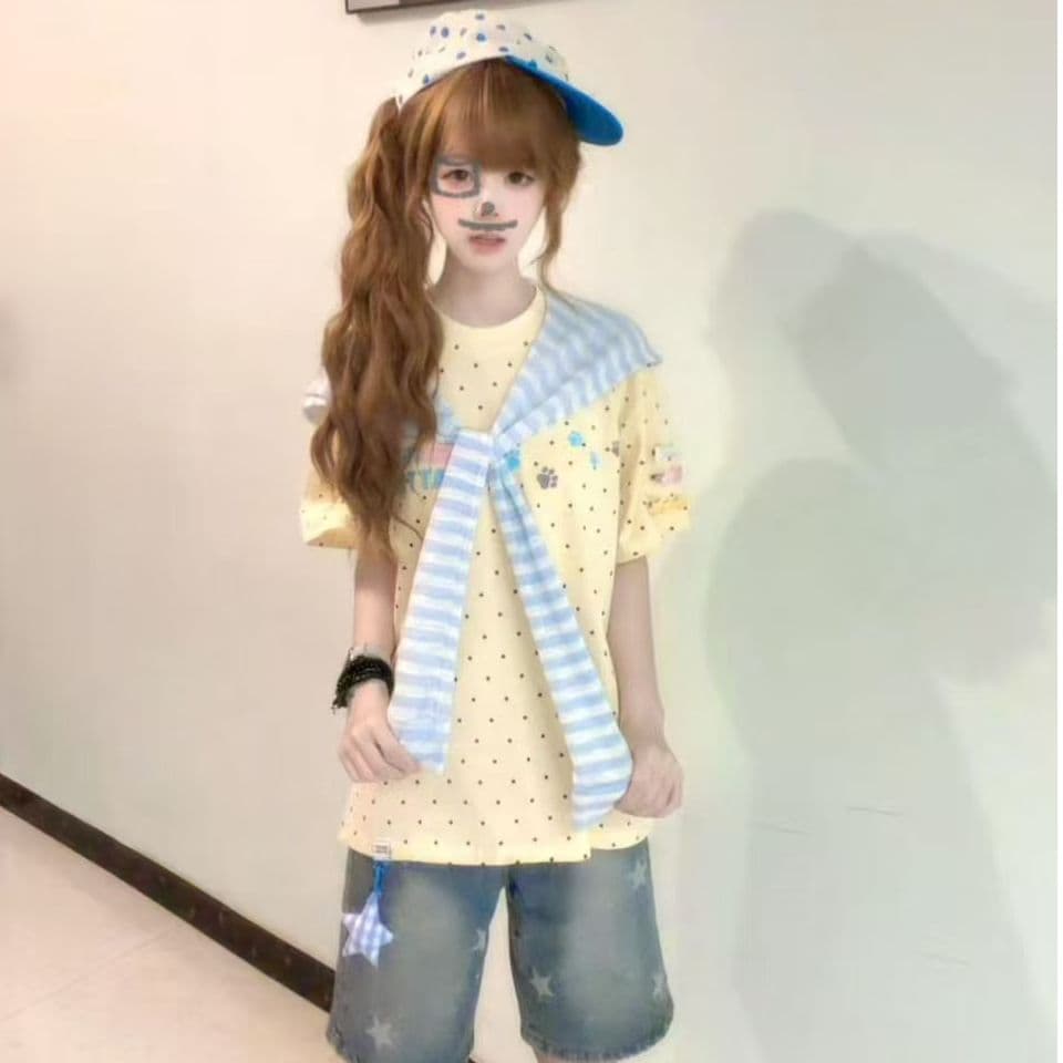 숄 diy 헤어 클립 별 부형제 19 지점 220 그램 순면 반팔 티셔츠 여성 이미지 2