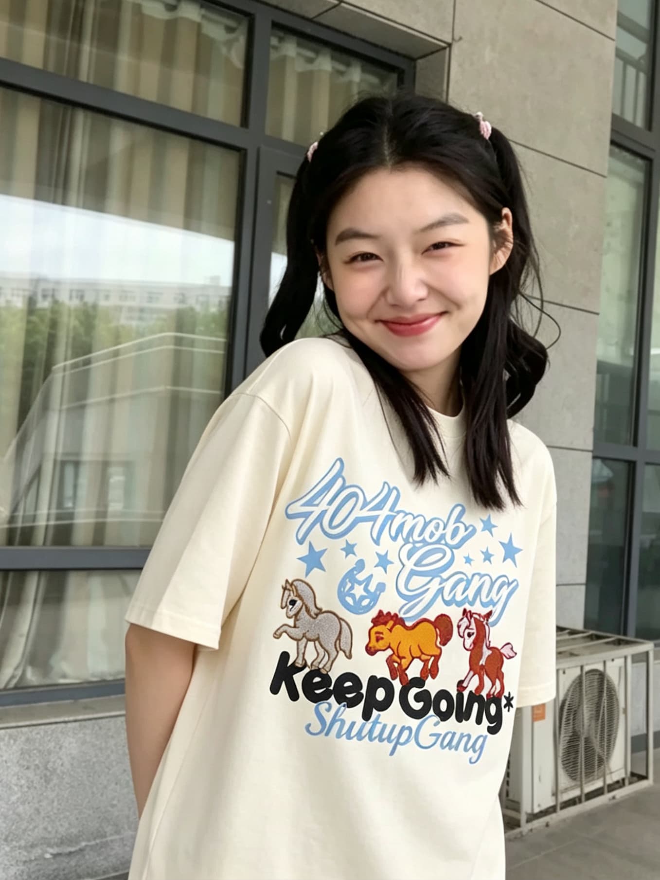 자수 프린트 19 지점 220 그램 순면 한국 스타일 새로운 여름 다용도 캐주얼 루즈핏 반팔 티셔츠 맨위 여성 상세 이미지 1