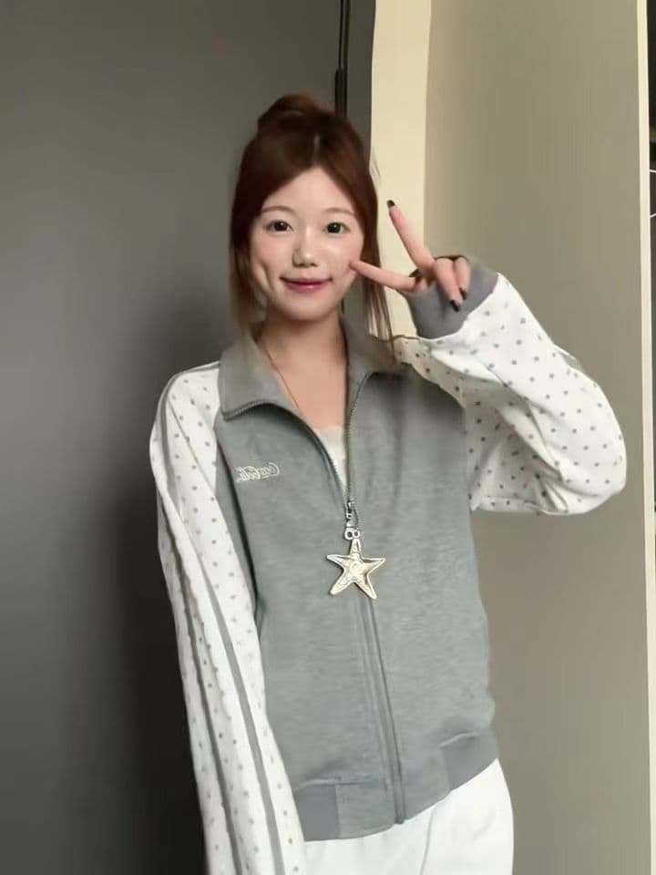 얇은 스타일 털이 있는 클립 칼라 것 자수 순수한 Mianhua 면 복합 지퍼 후드티 여성 상세 이미지 1
