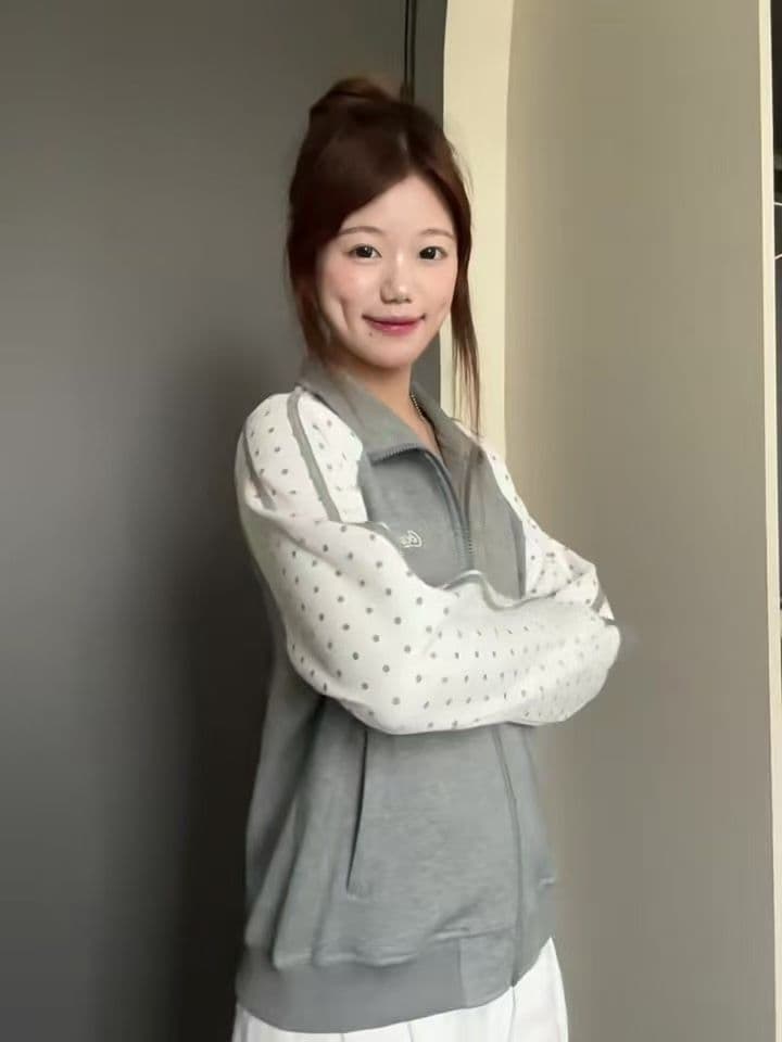 얇은 스타일 털이 있는 클립 칼라 것 자수 순수한 Mianhua 면 복합 지퍼 후드티 여성 상세 이미지 3