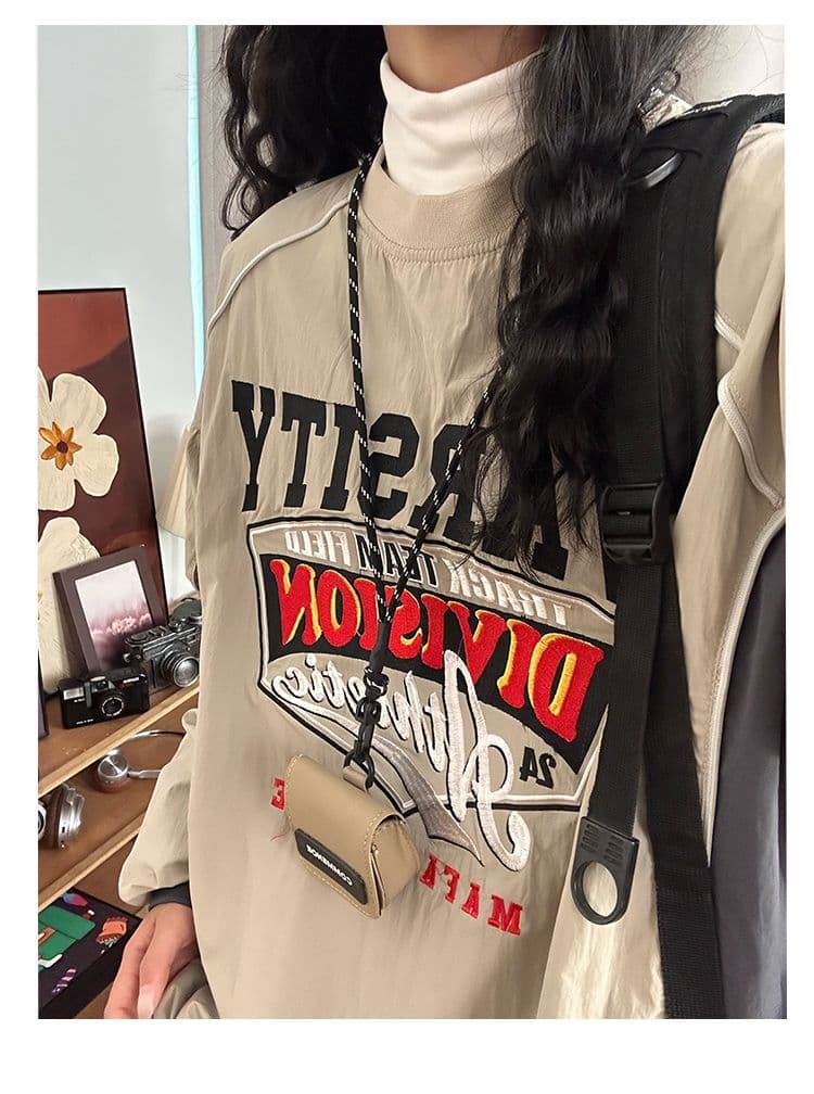 원본 나일론 원단 원본 솜씨 가을 아메리칸 레트로 거리 기능 바람 자수 라운드 넥 후드티 남녀 가을 상세 이미지 8
