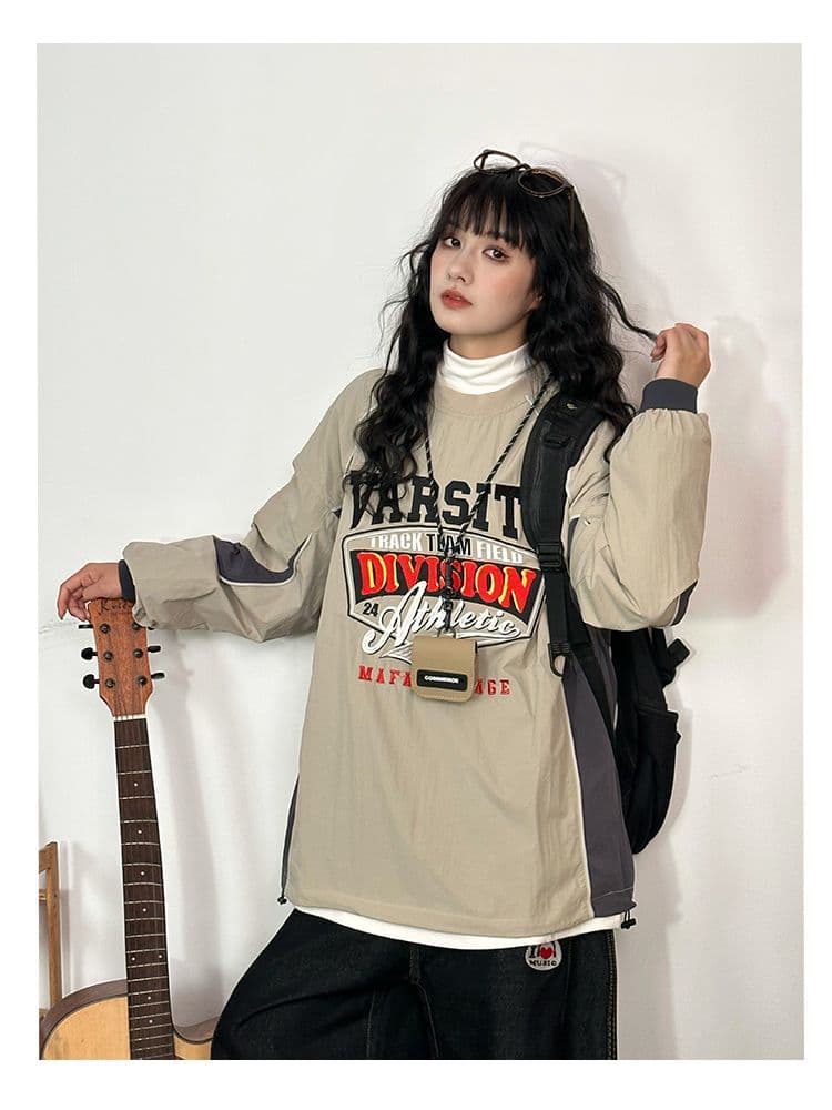 원본 나일론 원단 원본 솜씨 가을 아메리칸 레트로 거리 기능 바람 자수 라운드 넥 후드티 남녀 가을 상세 이미지 9